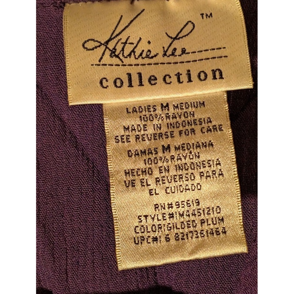 Vintage Kathie Lee Collection Blouse Medium Purple Sleeveless Button Front - Picture 3 of 3